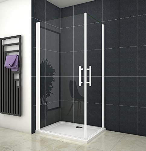 Acezanble Duschkabine 100x100cm Duschabtrennung Eckeinstieg Duschtür Dusche mit 5mm ESG Sicherheitsklarglas H185cm