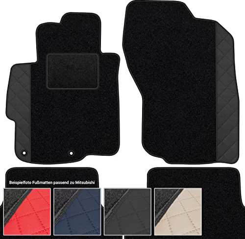 moto-MOLTICO Fußmatten Auto Velours Autoteppiche Schwarz Automatten Set 4-teilig - Auffälliges Design - passend für Mitsubishi Space Star ab 2013 (Schwarzes Muster)