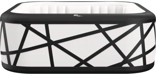 GARDWELL aufblasbar Outdoor Gardwell Line 185 x 185 x 68 cm für 6 Personen mit Massagedüsen mit Filter - Aufblasfunktion per Knopfdruck Pool eckig in weiß/schwarz