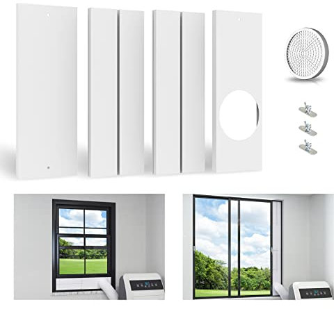 Pearwow Portable Air Conditioner Window Seal Plates kit,Universal Mobile Window AC Vent Kits for 5.9 Inches Diameter Exhaust Hose,Adjustable AC Window Adapter Kit for Sliding and Hung Windows