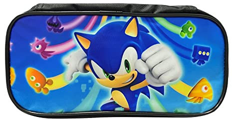 YAXMME Federmäppchen, Sonic Mäppchen,Sonic Große Kapazität Mäppchen,Pencil Case,Anime Federmäppchen,Federtaschen für Kinder Junge Mädchen Schule Zuhause Büro Lieferungen Speicher-Beutel
