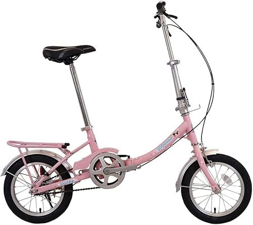 ZLYJ 12 Zoll Faltrad für Jugendliche Studenten Klapprad Schnellfaltsystem mit Variabler Geschwindigkeit Citybike mit Rücklicht und Autokorb Pink