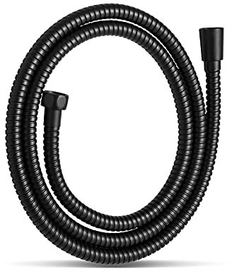 OFFO Shower Hose,Stainless Steel Replacement High Pressure Shower Pipe Anti-Kink Shower Hose for Bath Taps Matte Black,1.5m