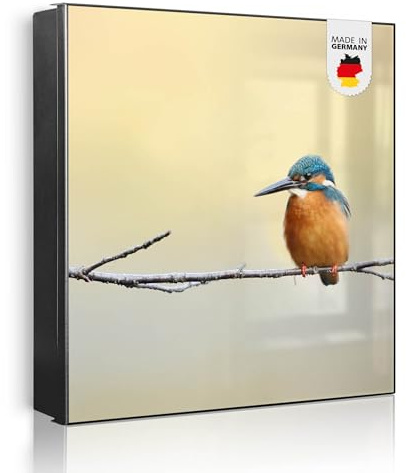 banjado Großer Schlüsselkasten Metall - Schlüsselbox 30x30cm beschreibbarer mit 32 Haken - Schlüsselkasten modern für Schlüsselaufbewahrung - Korpus Schwarz Scharnier Rechts - Motiv Pause