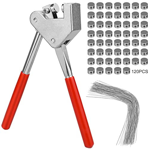 Plombenzange Set 170mm inkl. 120 Plombendrahtstücke (20cm) und 120 Plomben (ø5mm) - Stahl Plomben für Plombieren von Stromzählern Blei Durchmesser