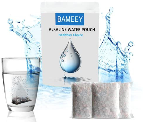Alkaline Water Filter Pouch, pH Balanced and Ionised Water On-The-Go, Portable Ideal for Hiking, Camping and Travelling, Water Filtration System for Bottles, Jugs & Pitchers,Hard water filter 3x100L
