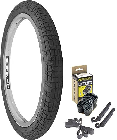 Eastern Bikes Throttle Series - Neumáticos de bicicleta BMX de 50.8 cm disponibles con o sin tubos, 5.6 cm, 5.8 cm, 6.1 cm de ancho, color negro (sin logotipo) (1 paquete con tubos, 20 x 2.3 pulgadas)