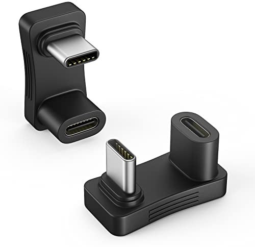 MoKo 180 Grad Winkel USB C Adapter 2 Stück, U-Form USB-C Winkelstecker mit PD 100W 10Gbps, Typ-C Stecker auf USBC Buchse Abgewinkelter Extender Adapter für Steam Deck, Switch, Laptop, Tablet, Handy