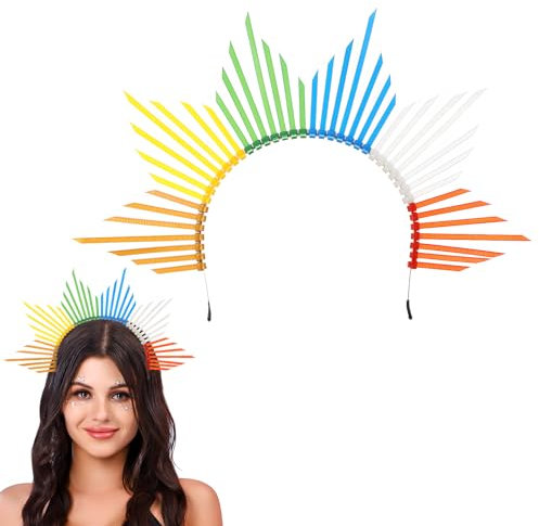 Flayem Karneval Hairhoop Bunte Krawatte Stirnband Regenbogen für Frauen