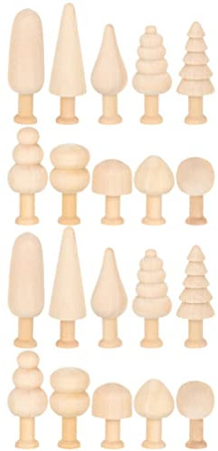 NUOBESTY Jouets - Lot de 20 arbres en bois inachevés - Arbre de Noël vide - Bricolage - Peinture graffiti - Petit arbre en bois - Décoration de table - Décoration de gâteau de rentrée des classes