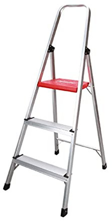 Trittleitern 3-Stufen-Leiter, Leichter Klappbarer Tritthocker Aus Aluminium Mit Rotem, Rutschfestem Pedal Und Handlauf-Design, Tragbare Trittleiter Für Zu Hause, Tragbarer Tritthocker