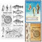 GLOBLELAND Fisch Köder Transparente Stempel für Scrapbooking Angeln Klare Stamps Vintage Hintergrund Silikonstempel Für Kartengestaltung DIY Prägung Journaling