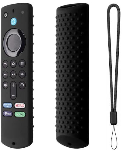NAWVNMI Weiche Fernbedienungshülle Für Amazon Fire Tv Stick 4K Max Fernbedienung, Silikonhülle Mit Umhängeband, Anti-Drop, Waschbare Haut, Helle Farbe, Schwarz