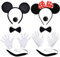 Minnie Kostüm Damen, 10 Stück Maus Ohren Kostüm Set, Maus Ohren, Mickey Haarreifen mit Mouse Ohren, Haarreifen + Handschuhe + Nase + Fliege Schleife, Mini Maus Kostüm Erwachsene, für Cosplay Party