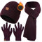Ziwijity Schal Mütze und Touchscreen Handschuhe Set Für Herren Damen，Winter 3 In 1 Mütze Schal Handschuh Beanie Strickmütze Langer Schal Verdickte Und Weiche Wolle (Burgunderrot)