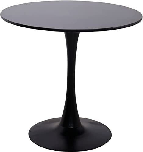 JHAISMAO Zeitgenössische Kreis Esstisch Rund Für 2-4 Personen Mit Sockel In Tulpe Gestaltung Small Space Home Beistelltisch Freizeit Couchtisch(Size:70x70x75cm,Color:Schwarz)