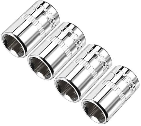 TOP-VIGOR 4Pcs 1/4-Inch Drive 10mm 6-Point Shallow Socket, Metric, Cr-V Drive Socket for Auto Repairing and Household