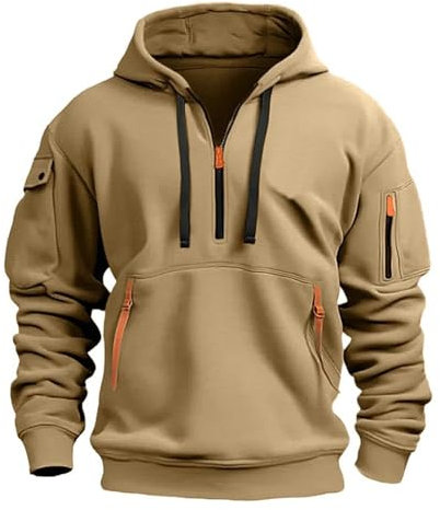 Herren Sweatshirt Hoodie Zip Multi-Pocket Pullover Sport Casual Jacke, Sale Kapuzenpullover Weich Und Bequem, Langarmshirt Klassisch Aus Hochwertiger, Hoodie Lässige Modische, Sweatjacke Slim Fit