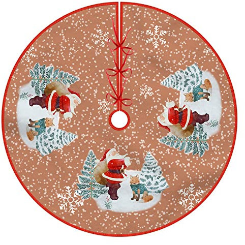 Chickwin Stampa 3D Base Albero di Natale Rosso Gonna Albero di Natale, 72/90/120cm Tappeto Albero di Natale Decorazioni Albero di Natale Natale Decorazioni Casa (72cm/28.3’’,Neve Rosa)