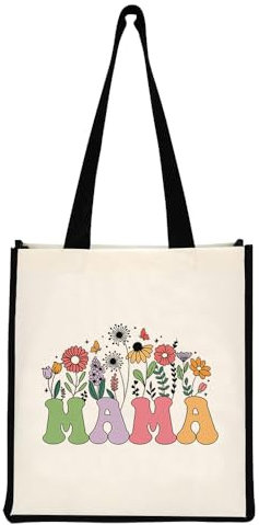 Mama Geschenk Canvas Tragetasche, Stofftasche Shopper Handtasche, Personalisiert Einkaufstasche als Muttertagsgeschenk, Geburtstagsgeschenk, Geschenk für Mutter zum Geburtstag, Muttertag, Weihnachten