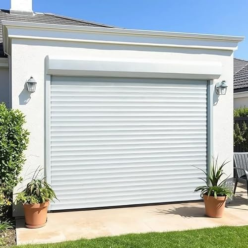 GISONTONE Exterior Roller Shade, Aluminum Security Shutter, Safety Anti Theft, Windproof Hurricane Motorized Outdoor Curtain for Garage Door (Aluminum)
