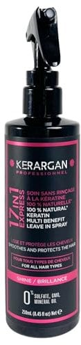 Kerargan - Tonikum-Lotion mit Keratin für glänzendes und gestärktes Haar - Feuchtigkeitsspendend, Entwirrend, Hitzeschutz - Anti-Frizz und Volumen - Ohne Sulfate, GVO und Mineralöle - 250ml