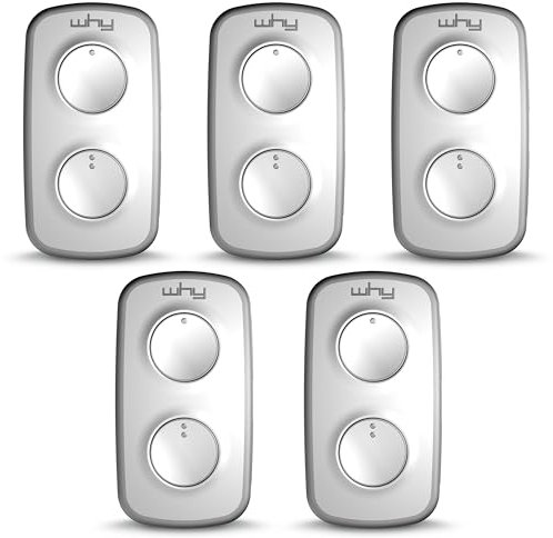 Télécommande universelle WHY EVO NOA MINI à 4 boutons - Programmable code fixe ou code tournant - Fréquences 433 ou 868 mhz - Pour portails et porte de garage (Gris Pure Lot de 5 télécommandes)