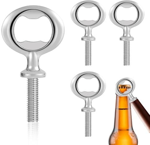 4 Stück Flaschenöffner Rohlinge Metall Gewinde Bieröffner, Edelstahl Einsätze Kits Bierflaschenöffner,Flaschenöffner Rohling Holz Kronkorkenöffner Bierkorkenzieher für Startseite Kneipe Outdoor