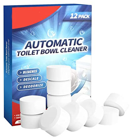12PCS/Box Toilet Cleaning Tablets Efficient Bleaching No Irritating Odor Toilet Cleaners with Bleach Slow Releasing for Bathroom Toilet Tank