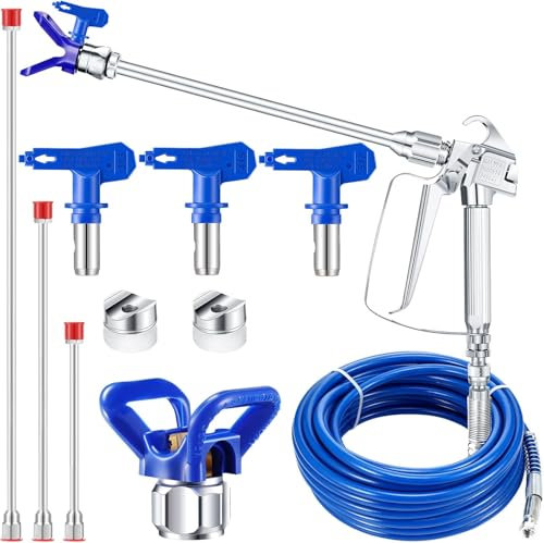 TOOSOAR Airless Farbsprühsystem Kit, Airless Pistole Malerei mit Airless-Spritzschlauch, Airless Düsenverlängerung, und Spritzdüse