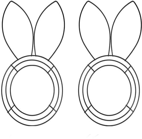 Forma de corona de conejo de alambre, marco de corona de alambre con forma de conejo de Pascua, accesorios de adornos de guirnalda para decoración colgante de Pascua (2)