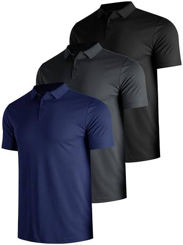 3er Pack Poloshirt Herren Kurzarm Atmungsaktiv Sport Polo Shirts Leicht Tennis Golf Polohemd Sommer Schnelltrocknend T Shirt Männer Set，5XL，3P1