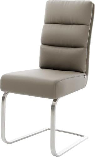 Schwingstuhl Pela-Flex Freischwinger flach Edelstahl Echt-Leder Schlamm Taschenfederkern