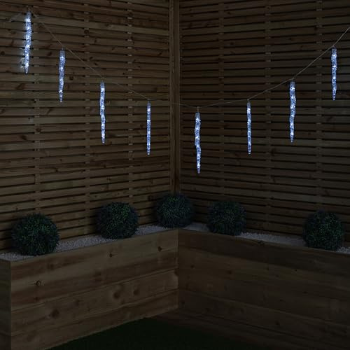 Set of 10 Light up Christmas Smart Icicle Lights with 50 Cool White & Multi-Coloured LEDs