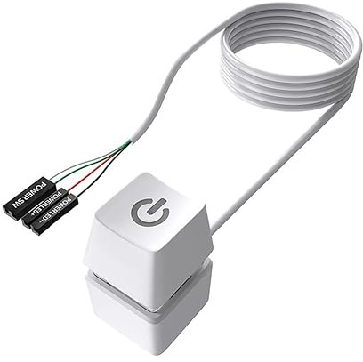Jrudjsnhhty LED Light Computer Desktop Switch PC Motherboard External Power Button Extension Cable for Home Office 1.65M White Easy Install Easy to Use