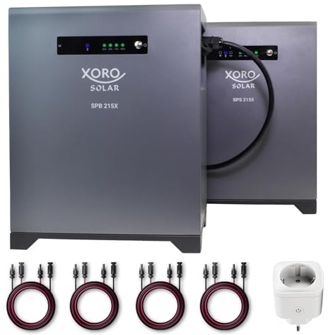 XORO SOLAR SPS 2155 Balkonkraftwerkspeicher + SPB 215X Erweiterungsakku | Mit Smart Plug, 4,03 kWh LiFePO₄-Speicher, Dual MPPT 2×800 W, 800 W Ausgang, IP65, App-Steuerung und Plug & Play