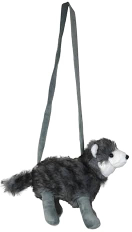 Kuschelige Wolf Handtasche Grau – Weiche Plüsch Kostüm Tasche 30x40x13 cm, Perfekt für Rotkäppchen, Märchen & Halloween