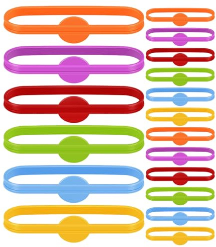 Healifty 18pcs Silicone Drink Marker Bands, Stretchable Wine Glass Markers Bottle Strip Tag Party Drinking Labels for Glasses Cup, Beer Bottle, Cocktail