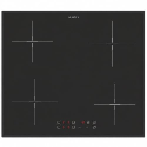 Oranier Induktionskochfeld 60 cm - Kochfeld autark mit umlaufenden schwarzem Kochfeldrahmen, 4-fach Booster, Timer, LED Anzeige rot, Topfgrößenerkennung & Touch Control Steuerung