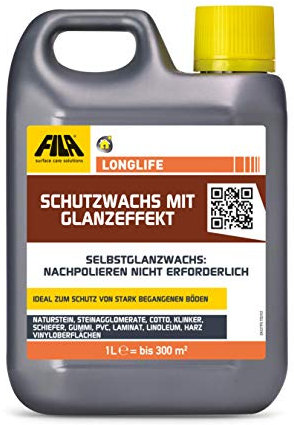 Fila Long Life Schützendes Selbstglanzwachs mit Glanzeffekt für Beläge aus Cotto, Naturstein, Marmor, Antikmarmor 1 Liter