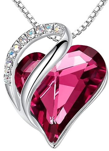 Leafael Infinity Love Herzanhänger-Kette für Damen – Geburtsstein Halskette mit Kristallen, rhodiniert, nickelfrei & hautfreundlich – Edler Damenschmuck mit 45 + 5 cm Kette und Karabinerverschluss