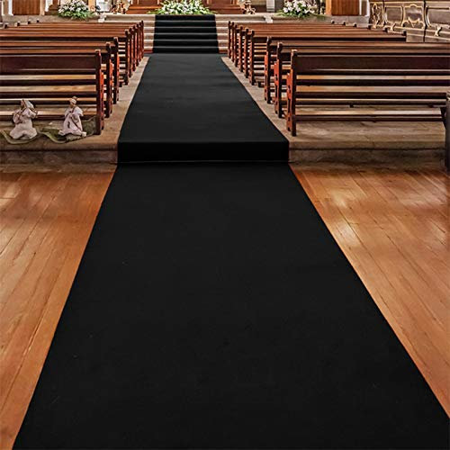 Floordirekt | Tapis d'allée | Tapis de Mariage | Feutre aiguilleté Qualité supérieure | Tapis d'événement VIP | Ignifuge | Plusieurs Couleurs et Tailles | Noir 980, 100 x 500 cm