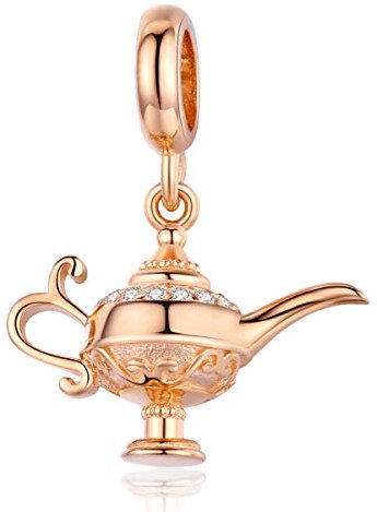 NewL Charm-Anhänger 925 Aladdin's Lampe, passend für original Silber-Armbänder, rosafarbenes magisches Design, DIY-Schmuck