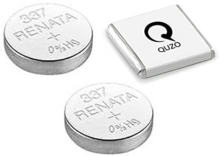 Bundle of 2 x Renata 337 Watch Battery 1.55v SR416SW + Quzo Belgian Chocolate - Official Renata Watch Batteries