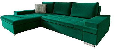 Mirjan24 Ecksofa Bangkok Mini, Moderne Eckcouch mit Schlaffunktion und Bettkasten, Ecksofa für Wohnzimmer, Gästezimmer, Couch L-Form, Wohnlandschaft (Magic Velvet 2225 + Senegal 823)