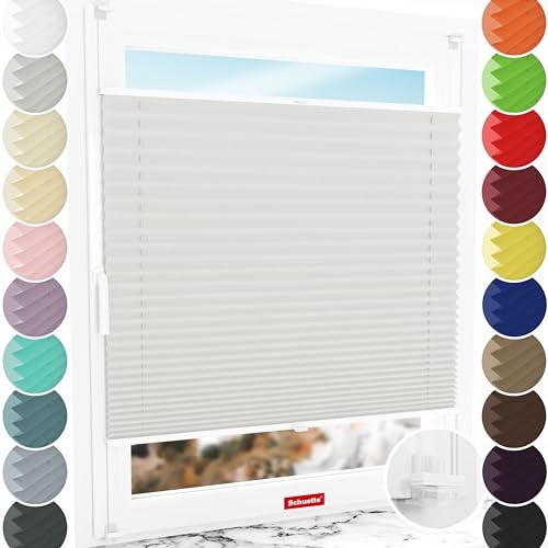 Schuette® Plissee ohne Bohren ● Thermo Kollektion: Spring Cloud (Grau) ● 90x130cm (Breite x Höhe) ● Suprafix Faltrollo Klemmfix 2.0 Rollo ● 60 Sekunden Plisseerollo Montage inkl. Video