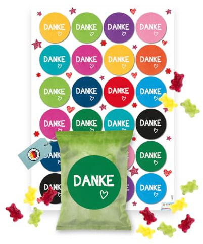 Logbuch-Verlag 24 Mini Dankesgeschenke Süßigkeit für Gäste & Kunden Danke Geschenke Gummibärchen bunt