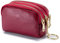 AprinCtempsD Porte-Monnaie Petit en Cuir Véritable Portefeuille Mini Zippé Porte-Cartes avec 3 Zips pour Femme Fille (Rouge foncé)
