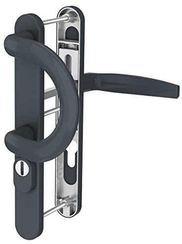 Schmalrahmengarnitur mit Kernziehschutz Anthrazit RAL7016 92mm Nebeneingangstürbeschlag Haustürbeschlag Langschildgarnitur Profilzylinder Lochung Türdrücker (Bügelgriff/Drücker, Türstärke 39-54mm)