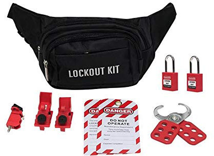 POFET Lockout Tagout Kit for Common Breakers and Valves,Including 2 Lockout Tag,1 Lockout Hasp,3 Breaker Lockout,2 Safety Padlock,1 Pocket Bag (Lockout Tagout Kit)